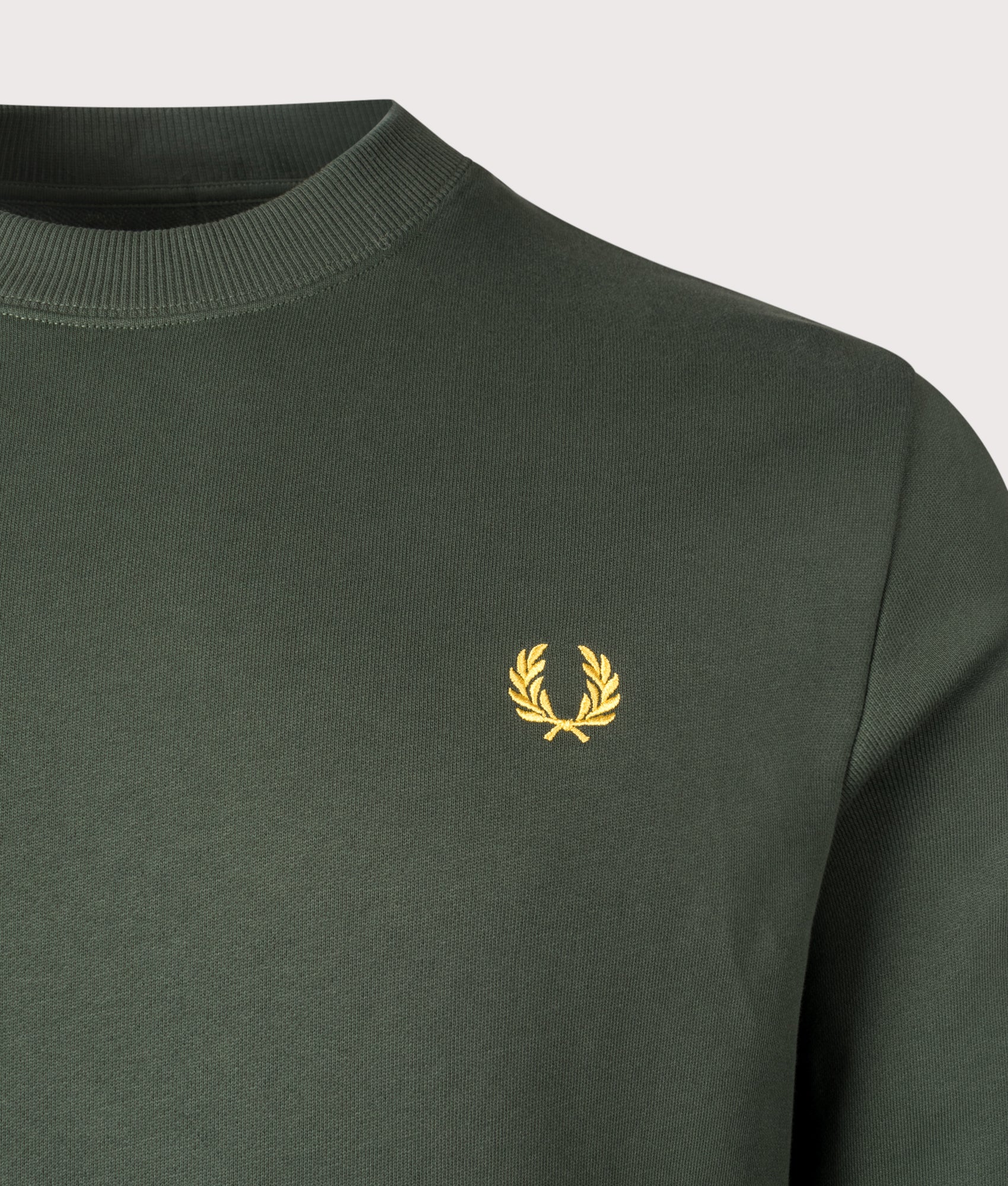Fred Perry, Crew Neck Sweatshirt, Court Green, Eqvvs Menswear, detailed shot angle