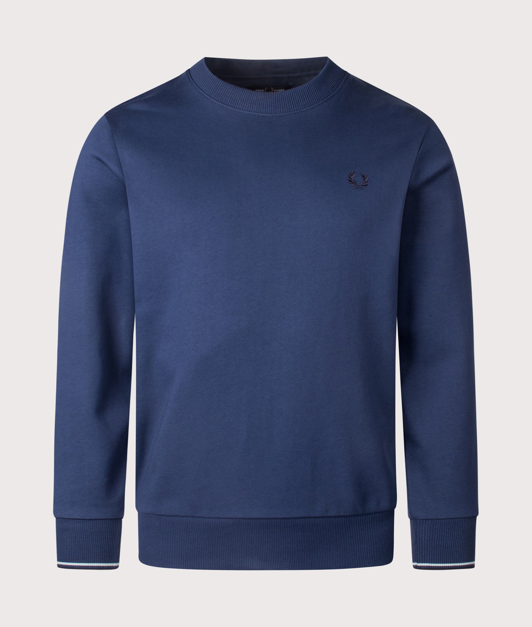 Fred Perry, Crew Neck Sweatshirt, Tennis Blue, Eqvvs Menswear, front shot angle