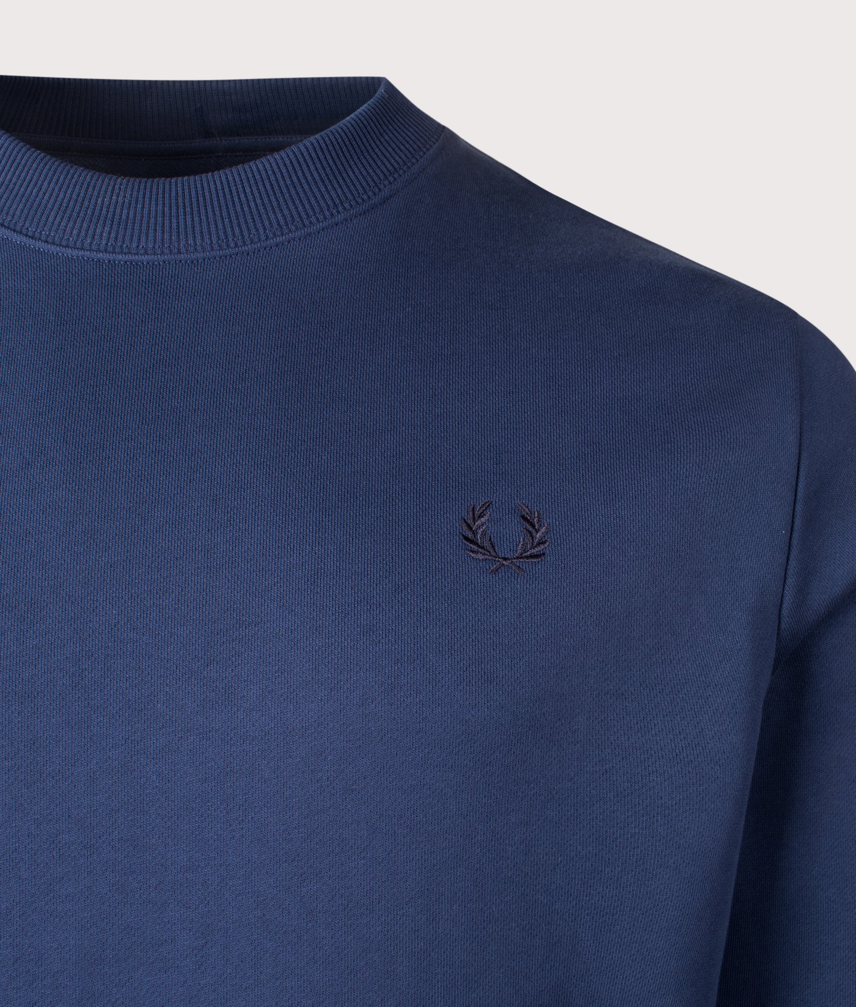 Fred Perry, Crew Neck Sweatshirt, Tennis Blue, Eqvvs Menswear, detailed shot angle