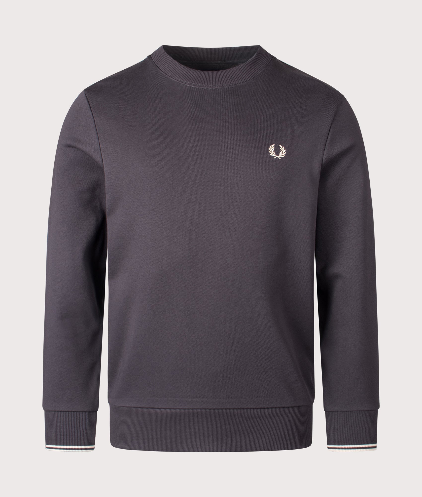 Fred Perry, Crew Neck Sweatshirt, Anchor Grey/ Oatmeal, Eqvvs Menswear, front shot angle
