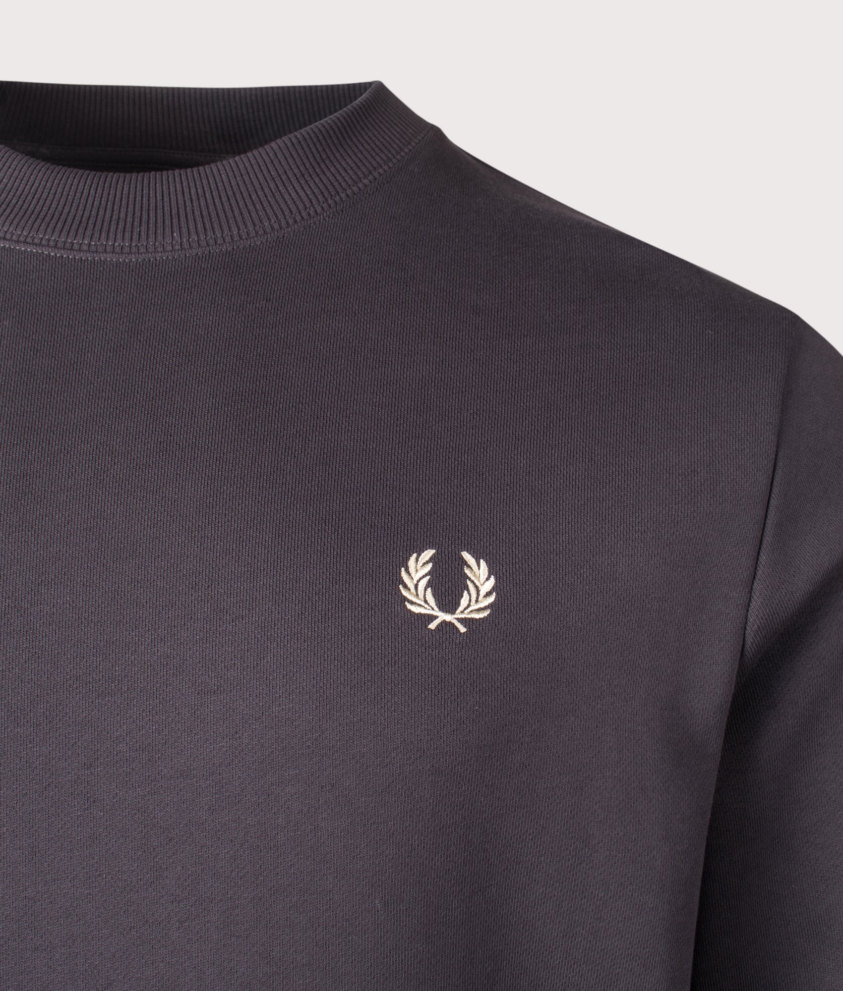 Fred Perry, Crew Neck Sweatshirt, Anchor Grey/ Oatmeal, Eqvvs Menswear, detailed shot angle
