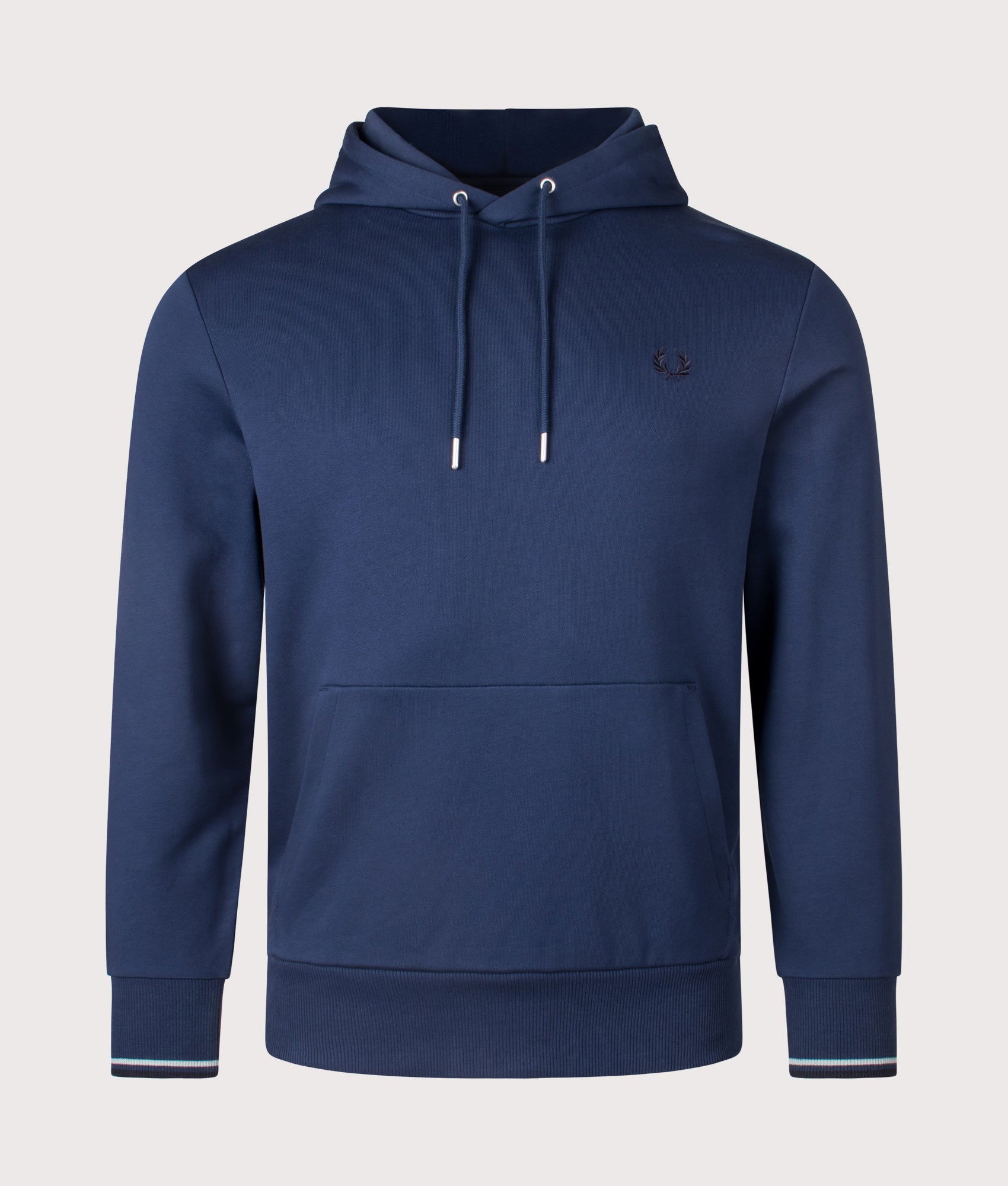 Fred Perry, Twin Tipped Hoodie, Tennis Blue, Eqvvs Menswear, front shot angle