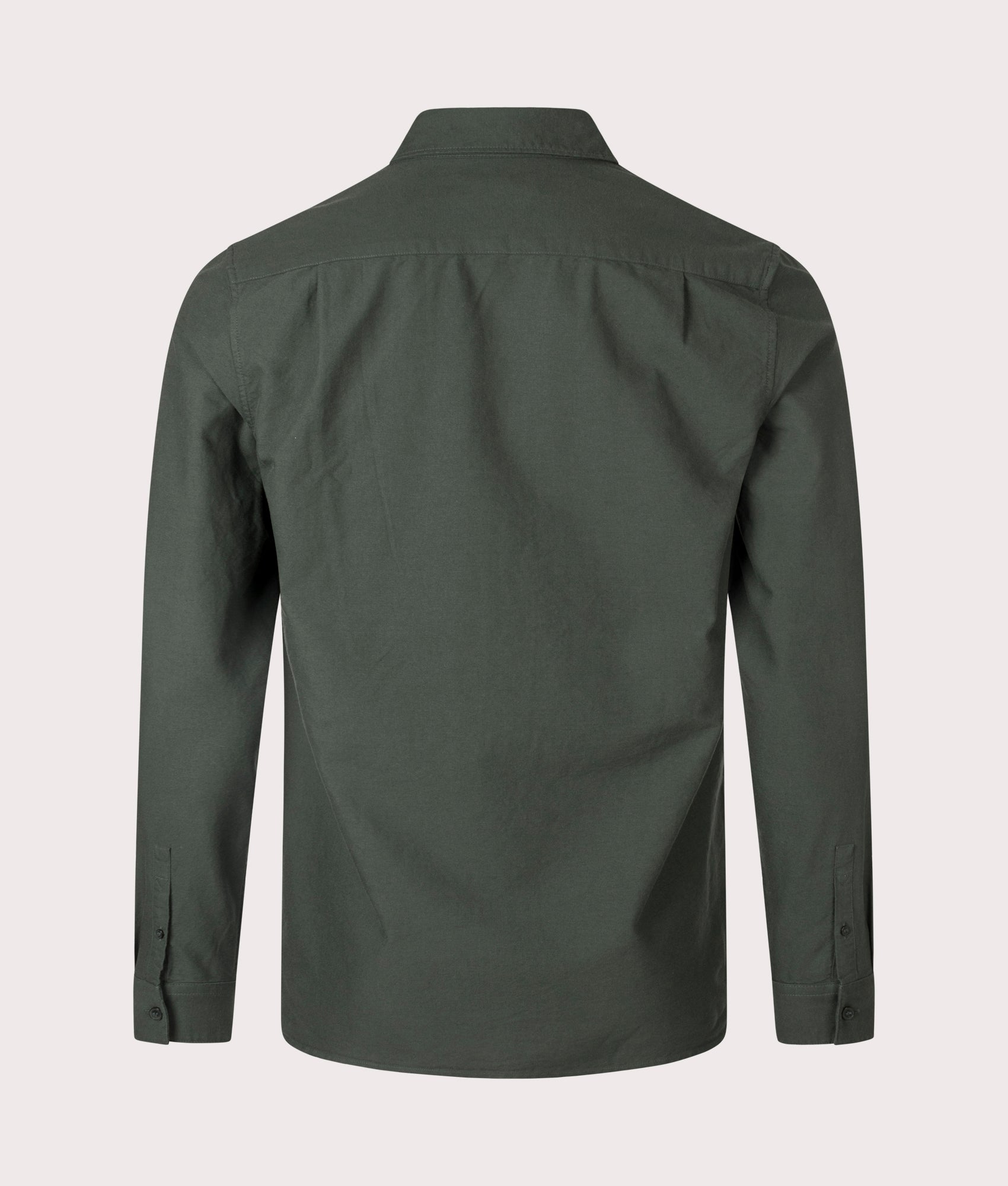 Fred Perry Oxofrd Shirt in Court Green at EQVVS. Back Shot.