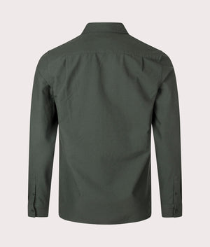 Fred Perry Oxofrd Shirt in Court Green at EQVVS. Back Shot.