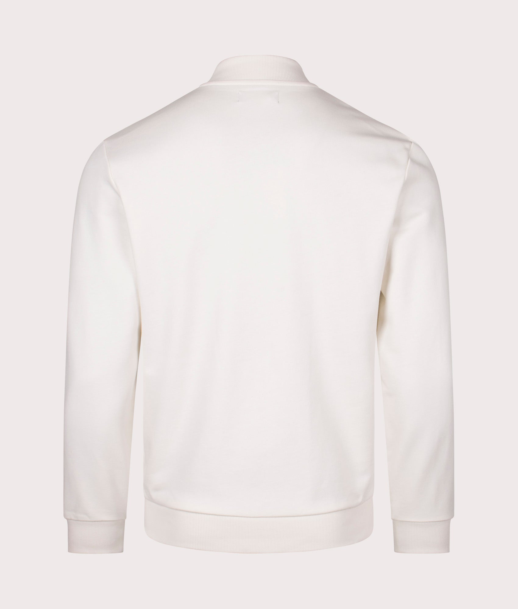 Fred Perry Panelled Zip Through Sweatshirt in Light Ecru. Shot at EQVVS. Back shot. 
