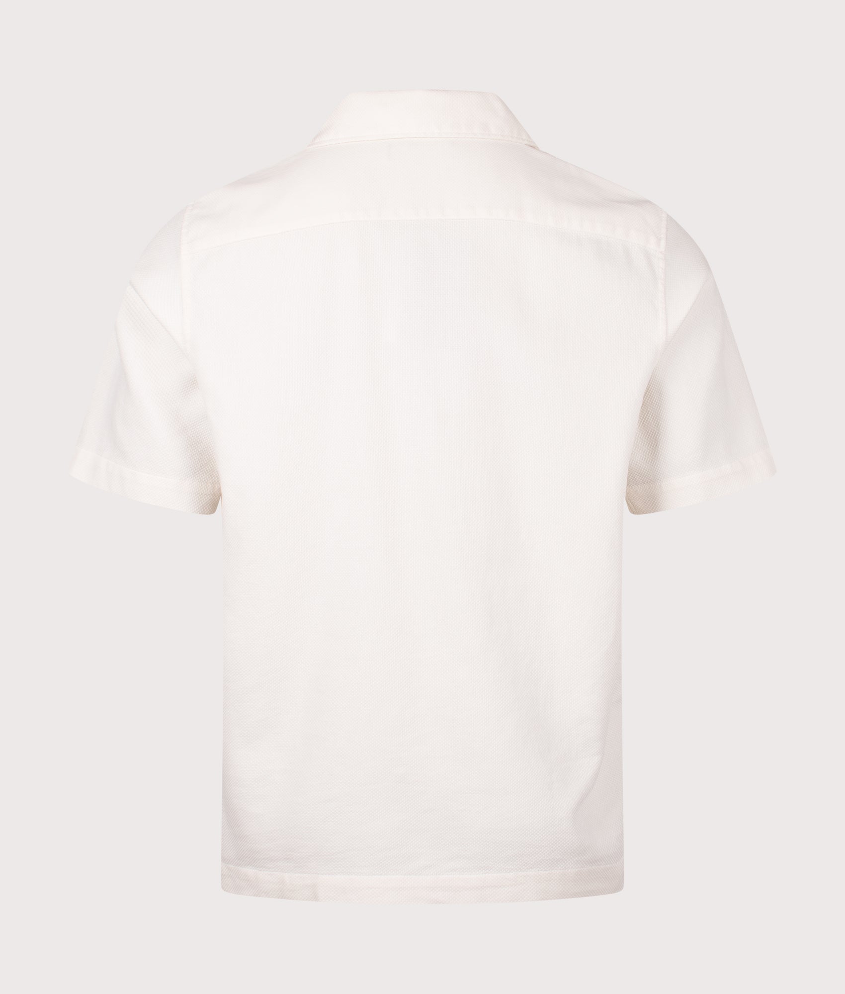Fred Perry Pique Texture Revere Collar Shirt in Ecru. Shot at EQVVS.  Reverse shot. 
