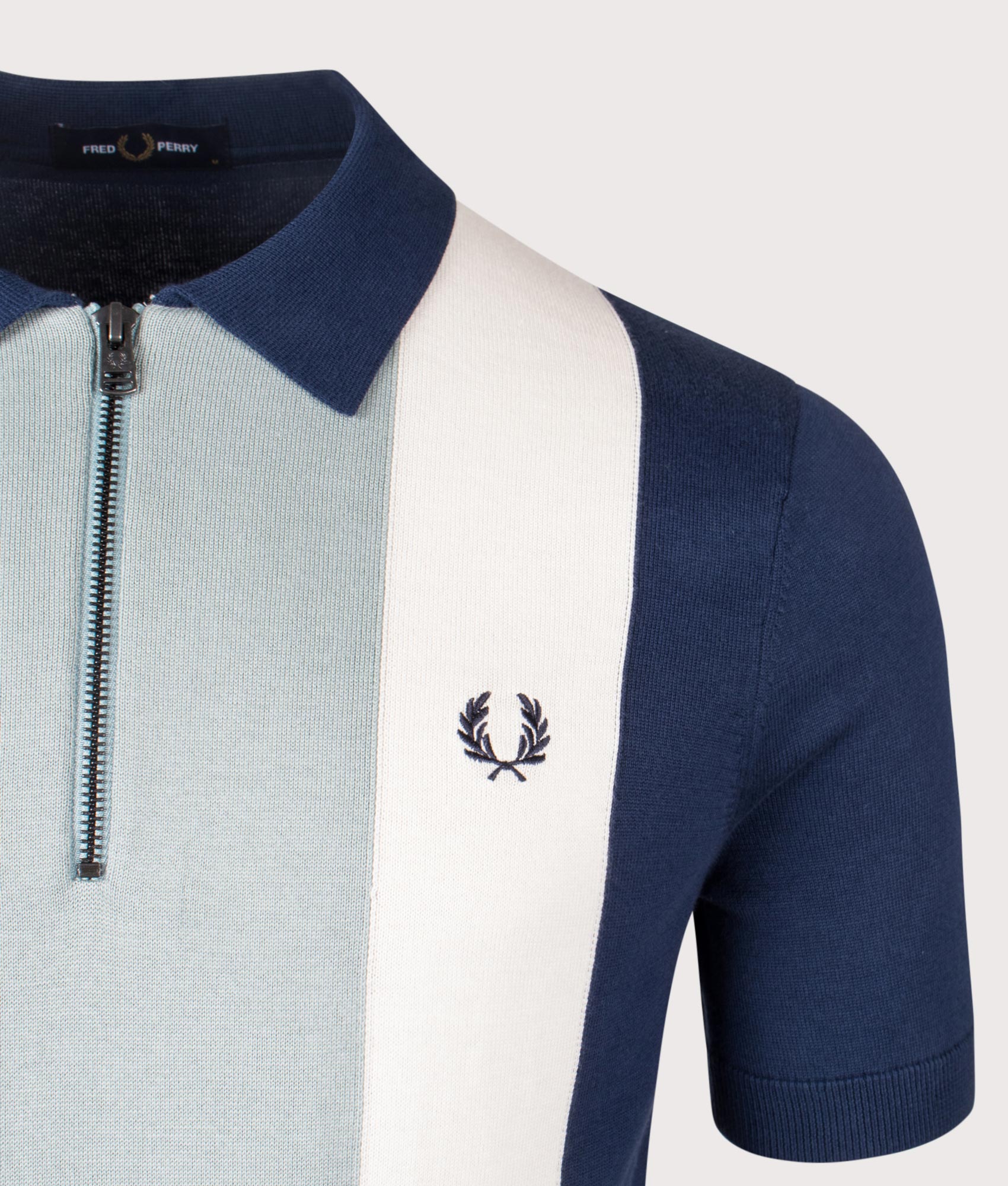Vertical Stripe Zip Neck Polo Shirt Tennis Blue | Fred Perry | EQVVS