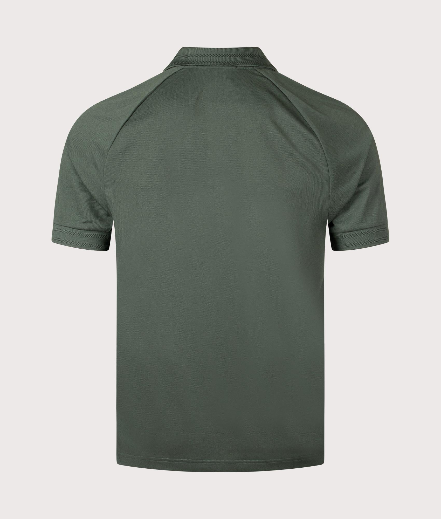 Fred Perry Zip Neck Polo Shirt in Court Green. Shot at EQVVS. Reverse shot. 