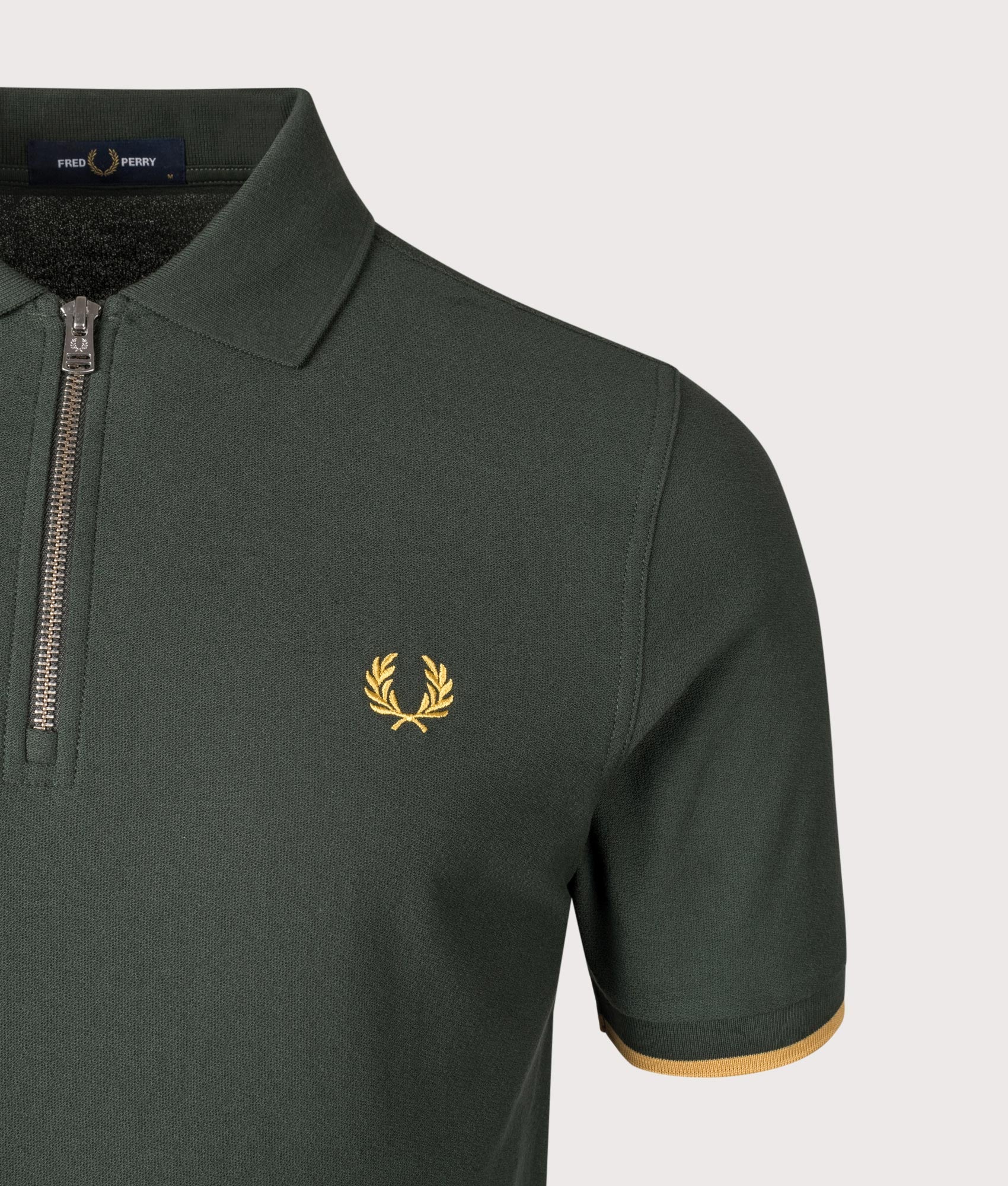 Crepe Pique Zip Neck Polo Shirt. Shot by EQVVS. Detail shot.