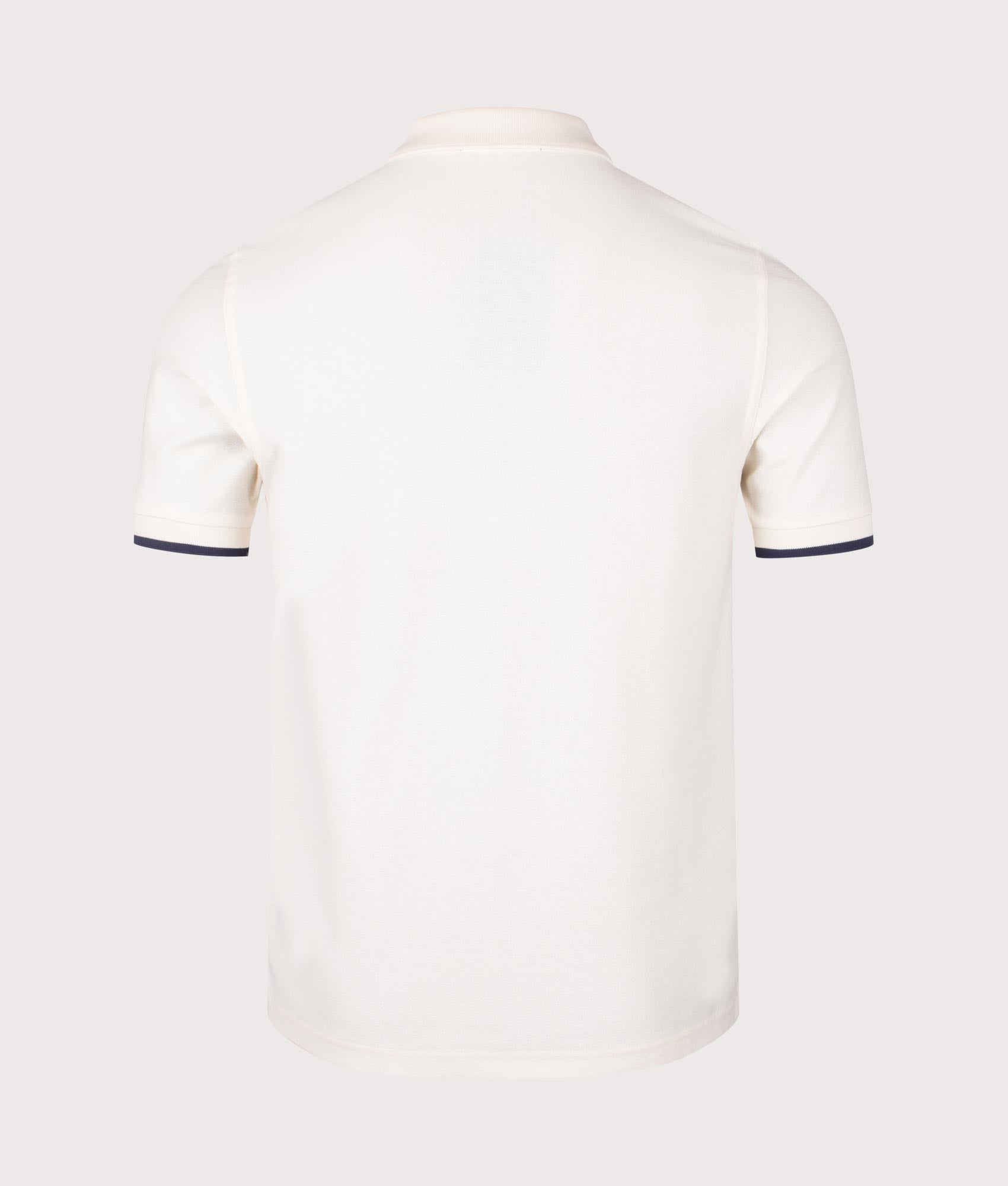 Fred Perry Crepe Pique Zip Neck Polo Shirt in Ecru. Shot at EQVVS. Reverse shot.