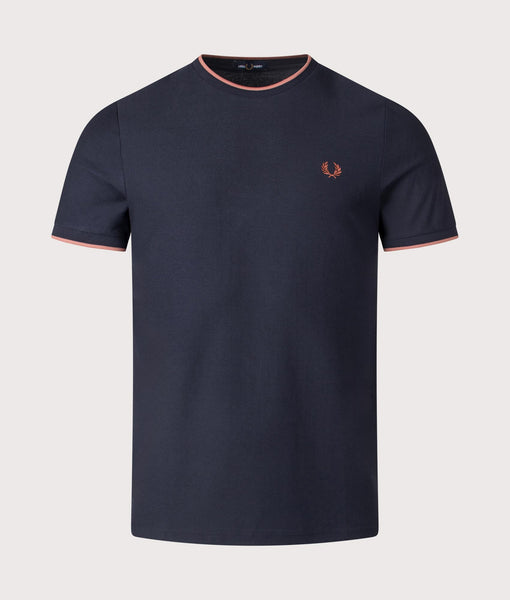 ★FRED PERRY★ Sharp Crepe Pique T-Shirt Navy AFPM2518585795 Tipped Pique T-Shirt - Navy | Men's T-Shirts | Designer T