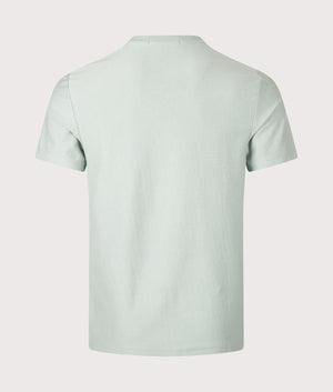 Silver Blue Striped Crepe Pique T-Shirt by Fred Perry. Shot at EQVVS. Back shot. 