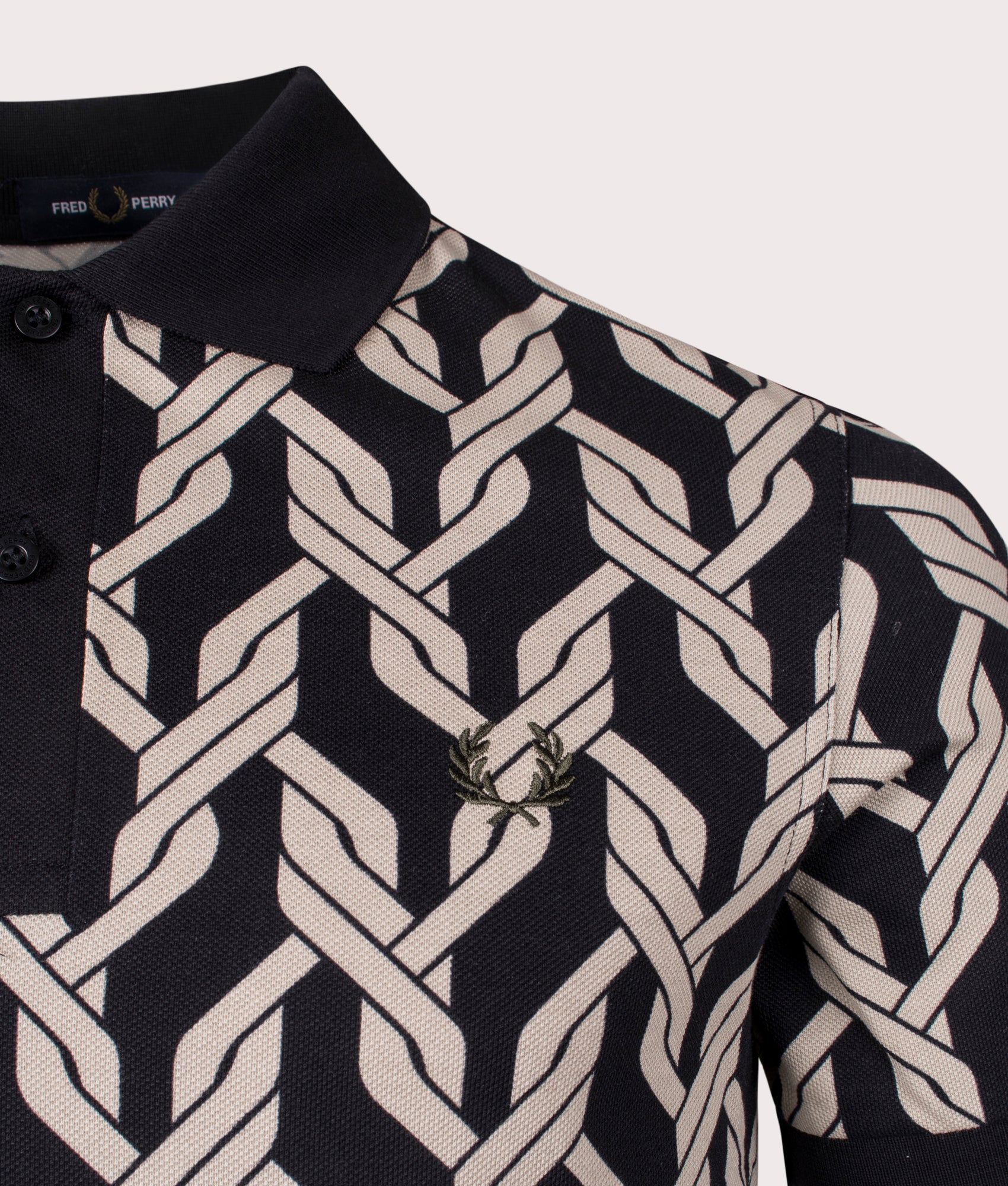 Cable Knit Polo Shirt in Black | Fred Perry | EQVVS