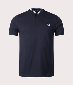 Fred Perry Bomber Collar Polo Shirt in Black Front Shot EQVVS