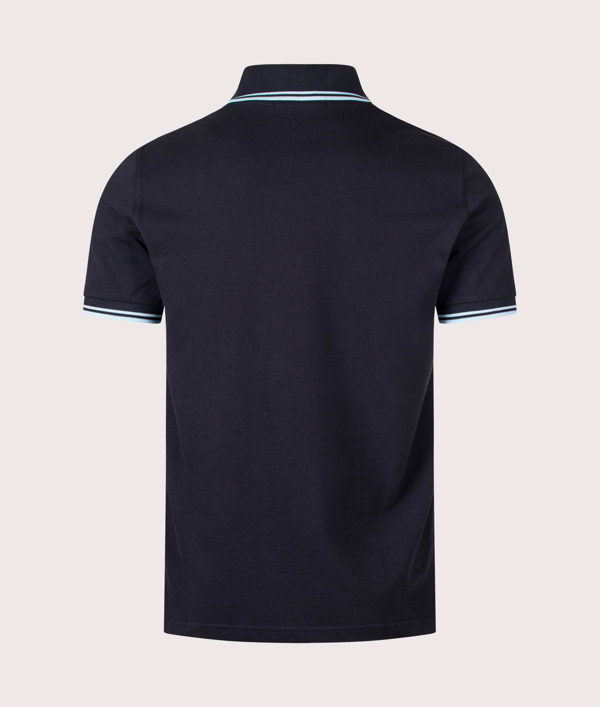 Fred Perry M12 Regular Fit 'Made in England' Twin Tipped Fred Perry Polo Shirt in Navy at EQVVS Menswear. Back shot.