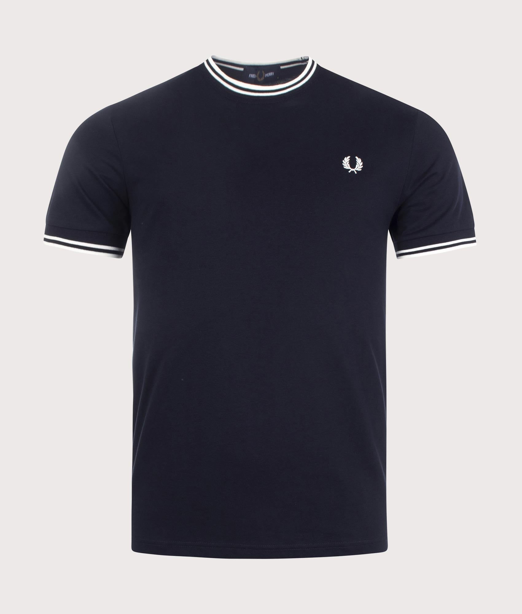 Fred Perry Twin Tipped T-Shirt in Core Navy at EQVVS Menswear. Front shot.