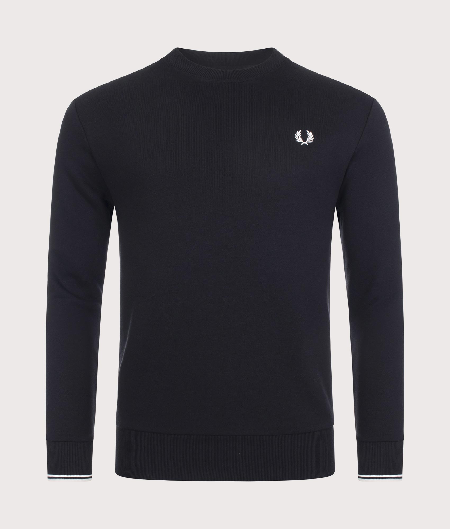 Fred Perry Crew Neck Sweatshirt in Core Black at EQVVS Menswear. Front shot.
