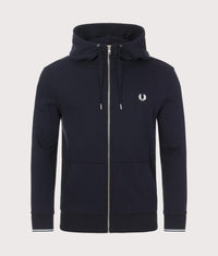 Regular Fit Zip Through Contrast Tipped Hoodie: Core 795 Navy 