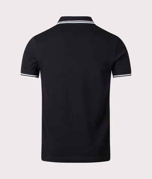 Twin Tipped Fred Perry Polo Shirt in Black. EQVVS Back Angle Shot.