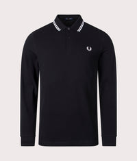 Long Sleeve Twin Tipped Polo Shirt: 350 Black 