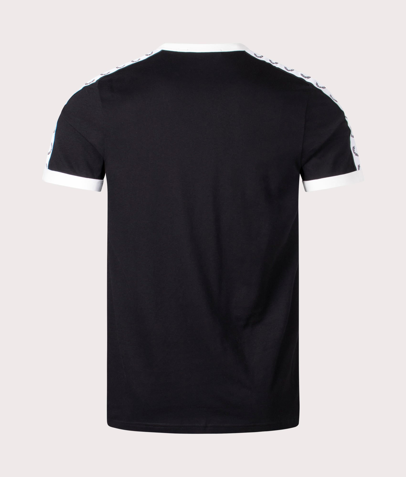 Fred Perry Taped Ringer T-Shirt in Black at EQVVS. Back Angle Shot.