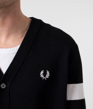 Tipped-Sleeve-Cardigan-Black-Fred-Perry-EQVVS-Detail-Image