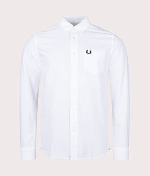 Fred Perry Oxford Shirt in White Front Shot at EQVVS