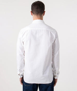 Fred Perry Oxford Shirt in White Back model Shot at EQVVS