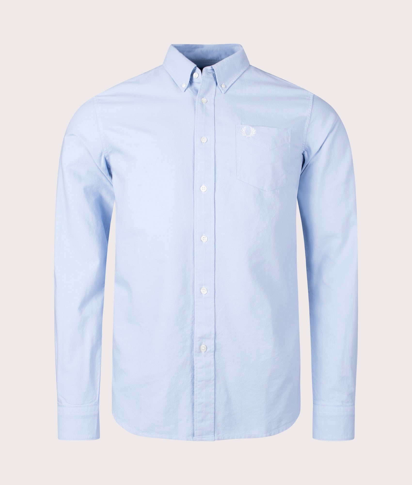 Fred Perry Oxford Shirt in Light Smoke Blue Front Shot by EQVVS