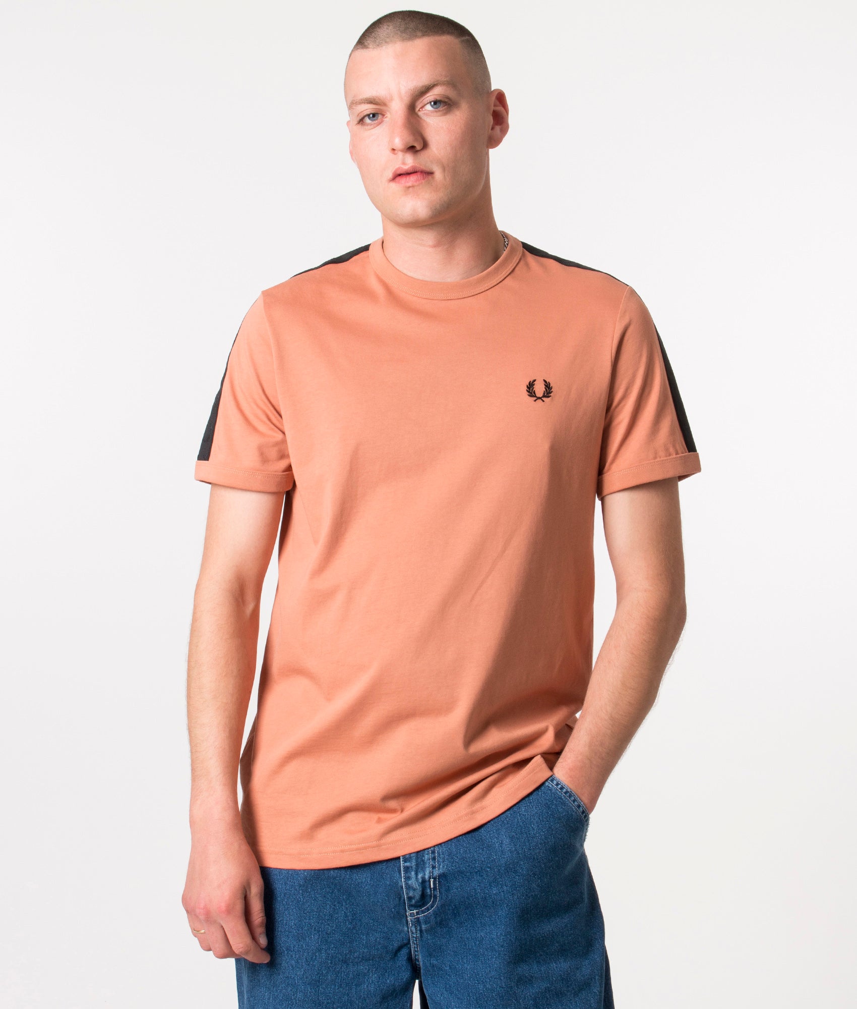 Contrast-Tape-Ringer-T-Shirt-Lightrust/Ngreen-Fred-Perry-EQVVS