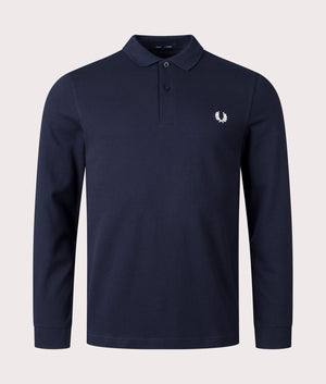 Fred perry Long Sleeve Fred Perry Tennis Polo Shirt in Navy Front Shot EQVVS