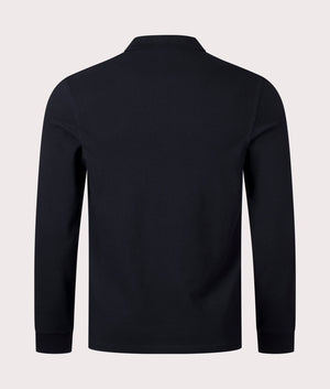 Fred Perry Long Sleeve Fred Perry Tennis Polo Shirt in Black and Chrome Back Shot at EQVVS