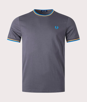 Twin-Tipped-T-Shirt-Gunmetal/Golden-Hour/Kingfisher-Fred-Perry-EQVVS