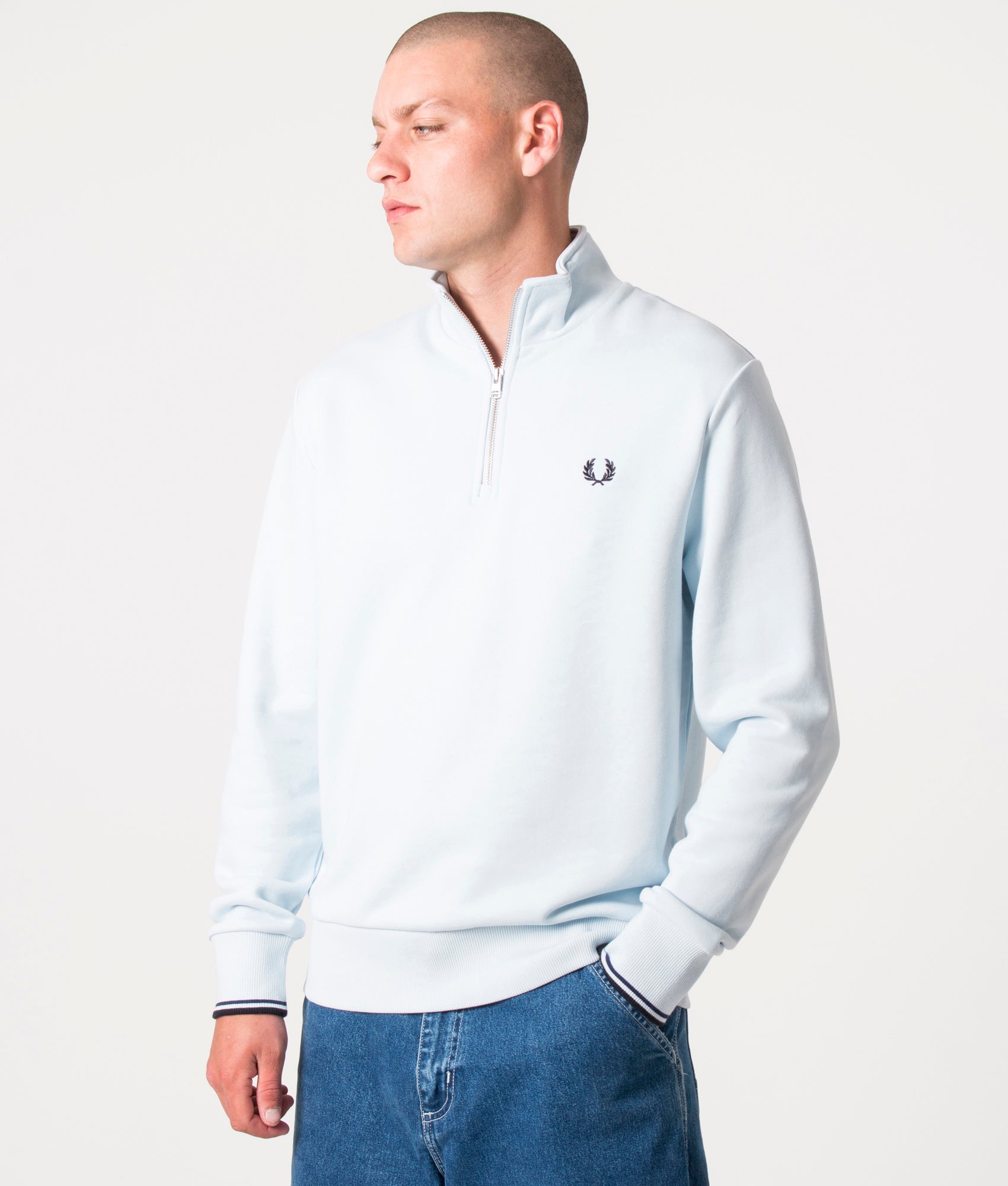 Quarter-Zip-Sweatshirt-Light-Ice-Fred-Perry-EQVVS