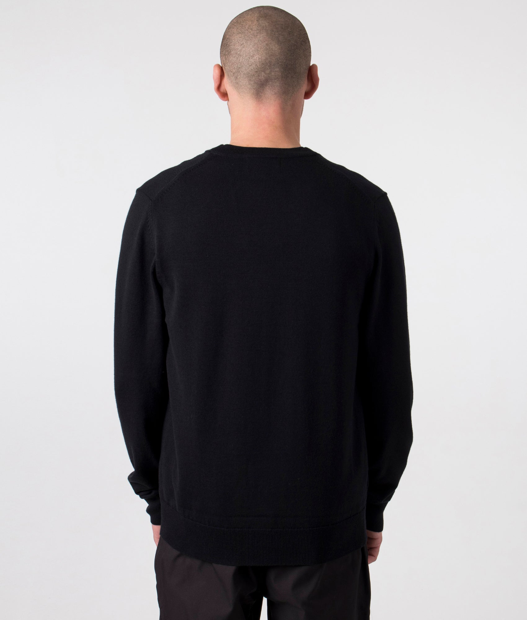 Fred Perry Classic Crew Cardigan in Black at EQVVS Menswear. Back shot.