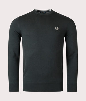Classic Crew Neck Jumper-Night Green-Fred Perry-EQVVS-Front-Image
