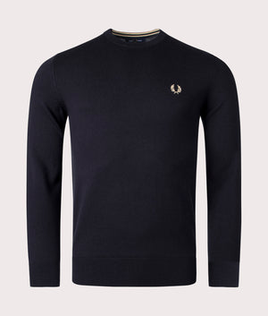 Classic Crew Neck Jumper-Fred Perry-Black-EQVVS-Front-Image