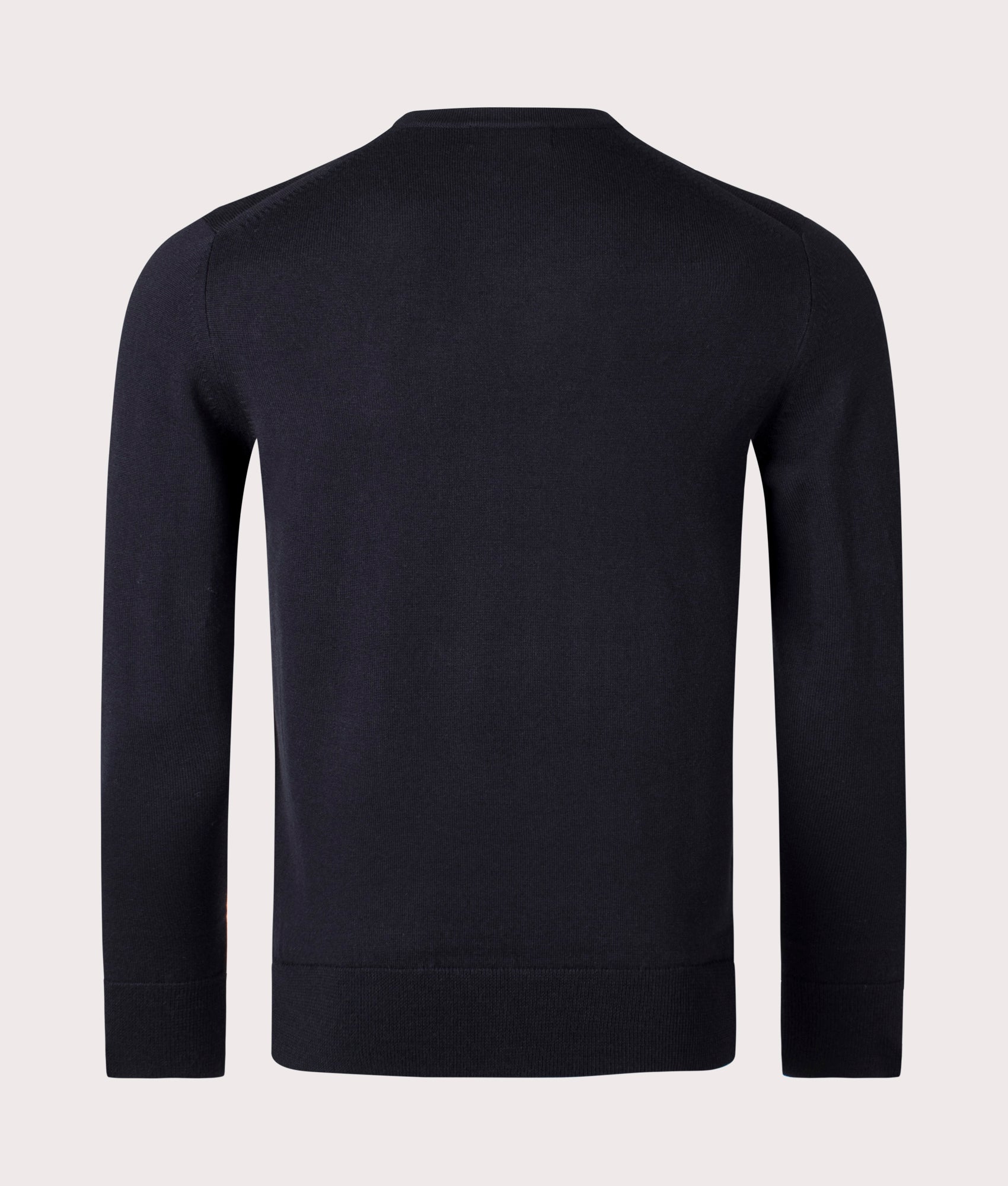 Fred Perry Classic Crew Neck Jumper in Black at EQVVS Menswear. Back shot.