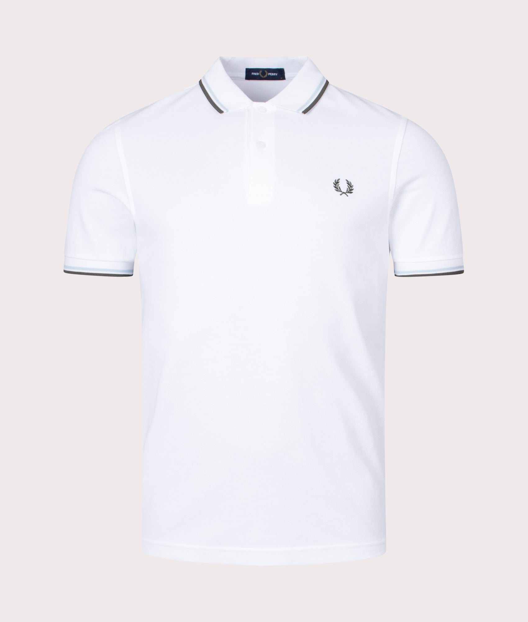 Tipped Polo Shirt White/Light Ice/Field Green | Fred Perry | EQVVS