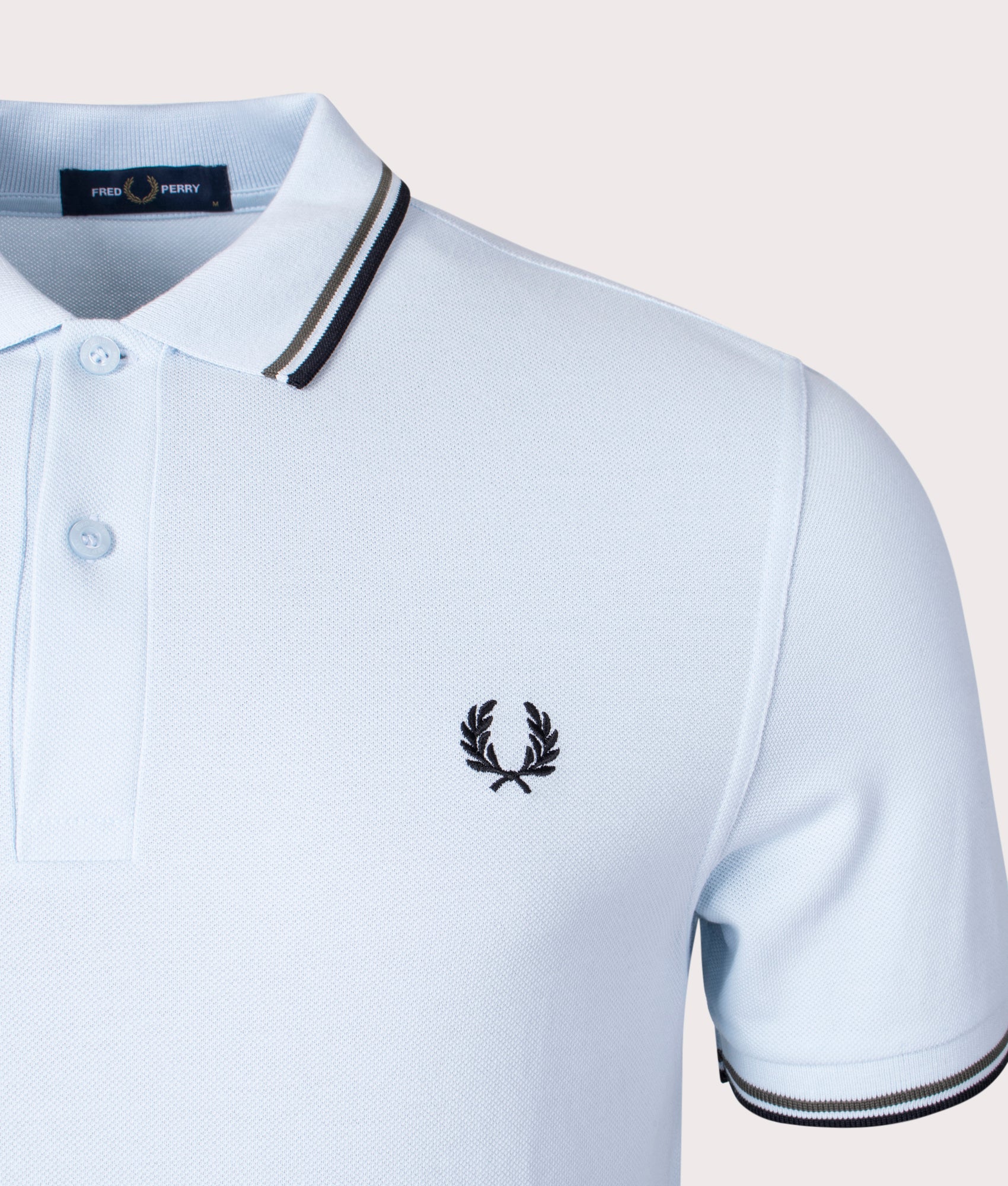Fred Perry Twim Tipped Polo Shirt, Blue, EQVVS, Detail
