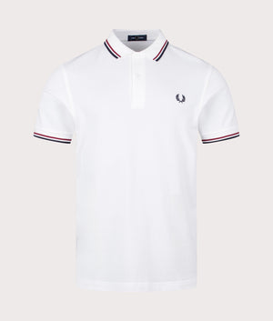 Fred Perry Twin Tipped Fred Perry Polo Shirt in White-Brick Front Shot at EQVVS