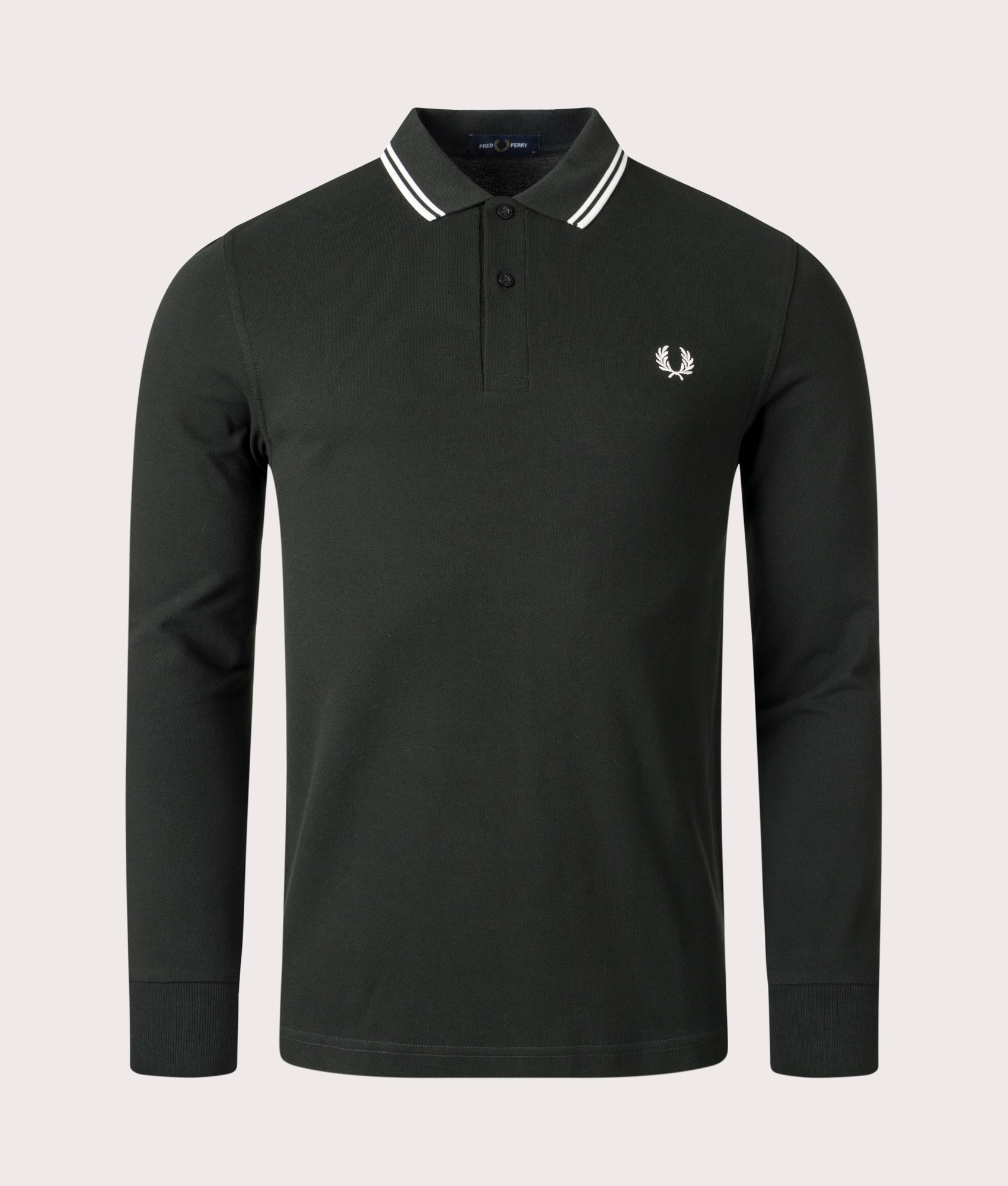 Long Sleeve Twin Tipped Polo Shirt- Fred Perry- Night Green- EQVVS- Front-Image