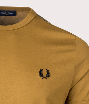 Contrast-Tape-Ringer-T-Shirt-S75-Dark-Caramel/Shaded-Stone-Fred-Perry-EQVVS