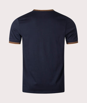 Twin Tipped T-Shirt- Fred Perry- Navy-Dark Caramel-EQVVS- Back- Image