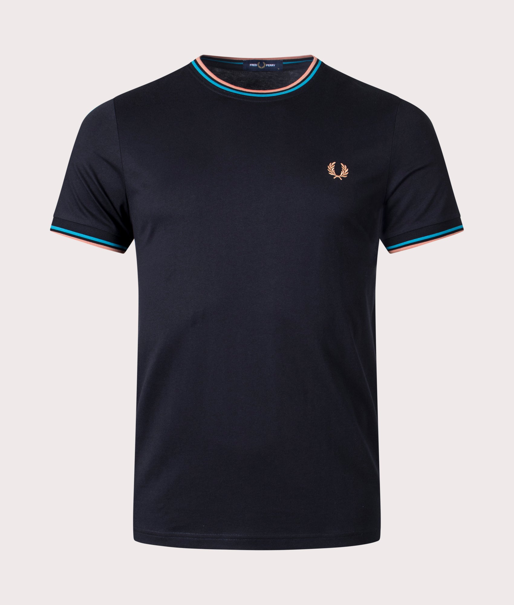 Twin Tipped T-Shirt-Black/Cyber-Blue/Light-Rust-Fred-Perry-EQVVS