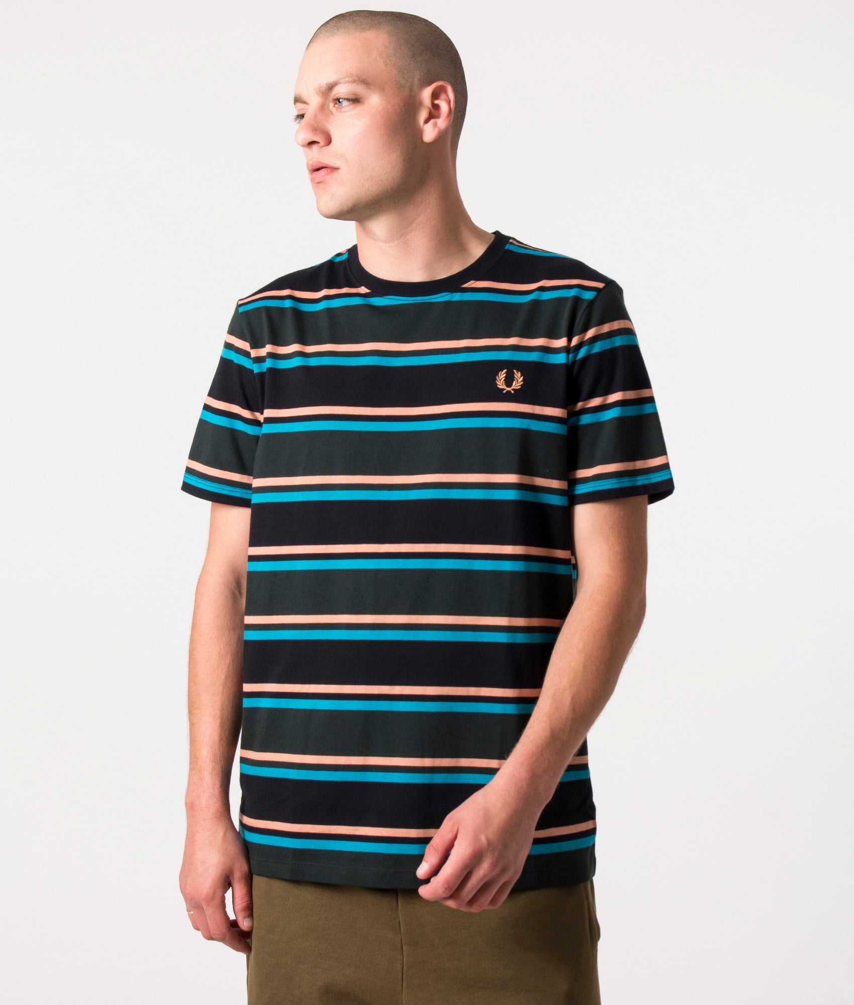 Bold-Stripe-T-Shirt-Night-Green-Fred-Perry-EQVVS