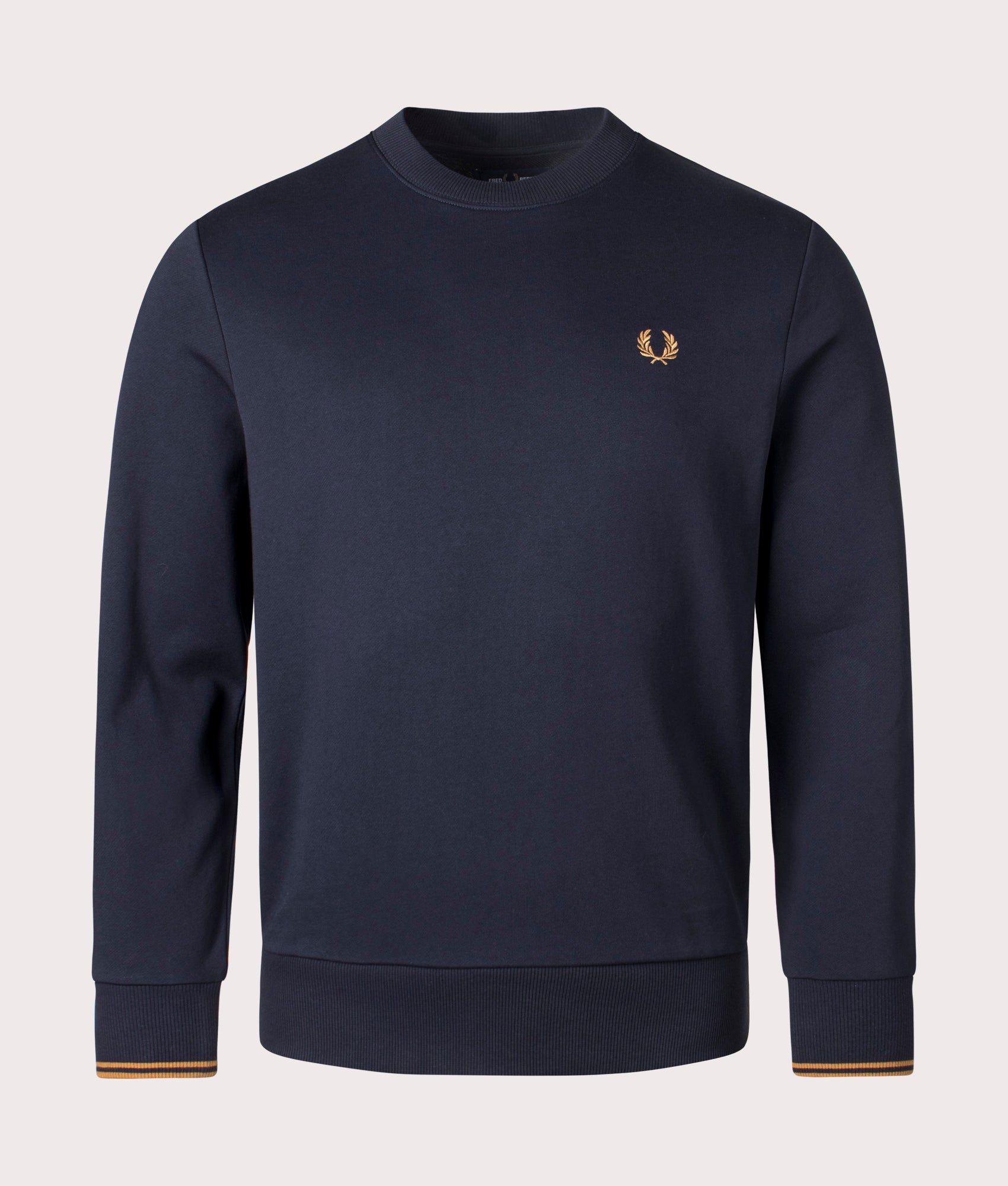 Fred Perry Crew Neck Sweatshirt in Navy, 100% cotton. At EQVVS Menswear. Front shot. 
