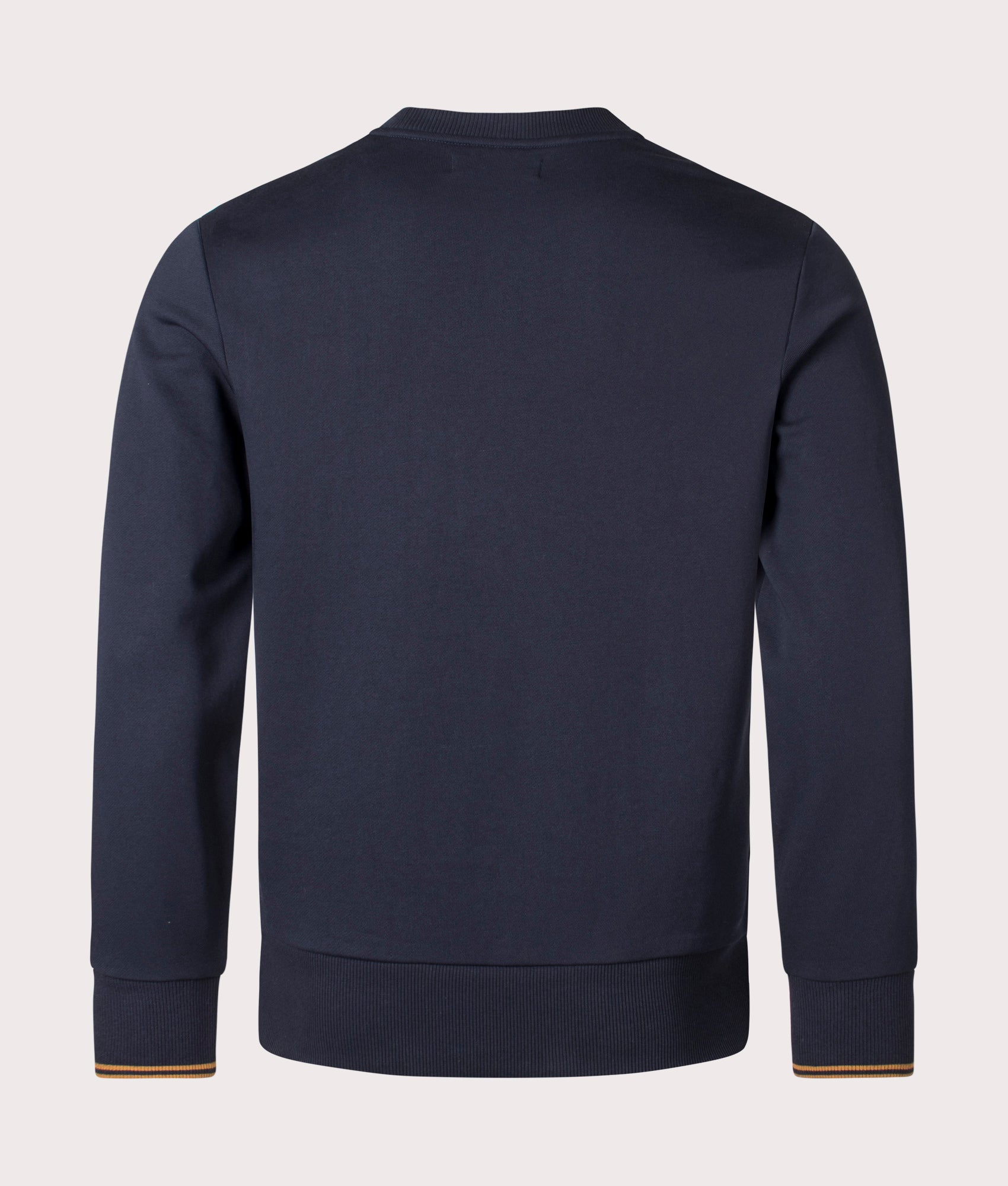 Fred Perry Crew Neck Sweatshirt in Navy, 100% cotton. At EQVVS Menswear. Back shot. 