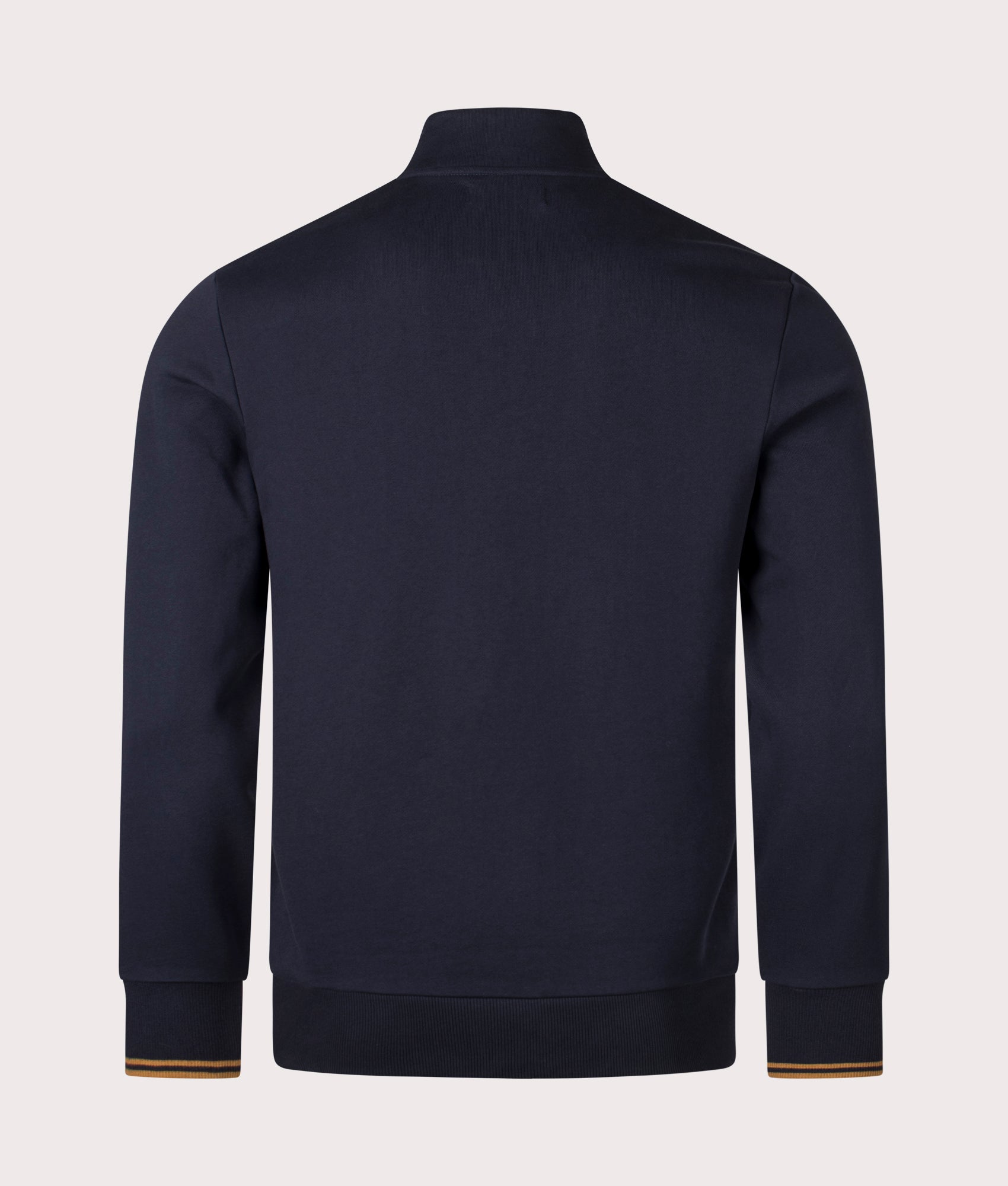 Quarter Zip Sweatshirt in Navy by Fred Perry. EQVVS Shot.
