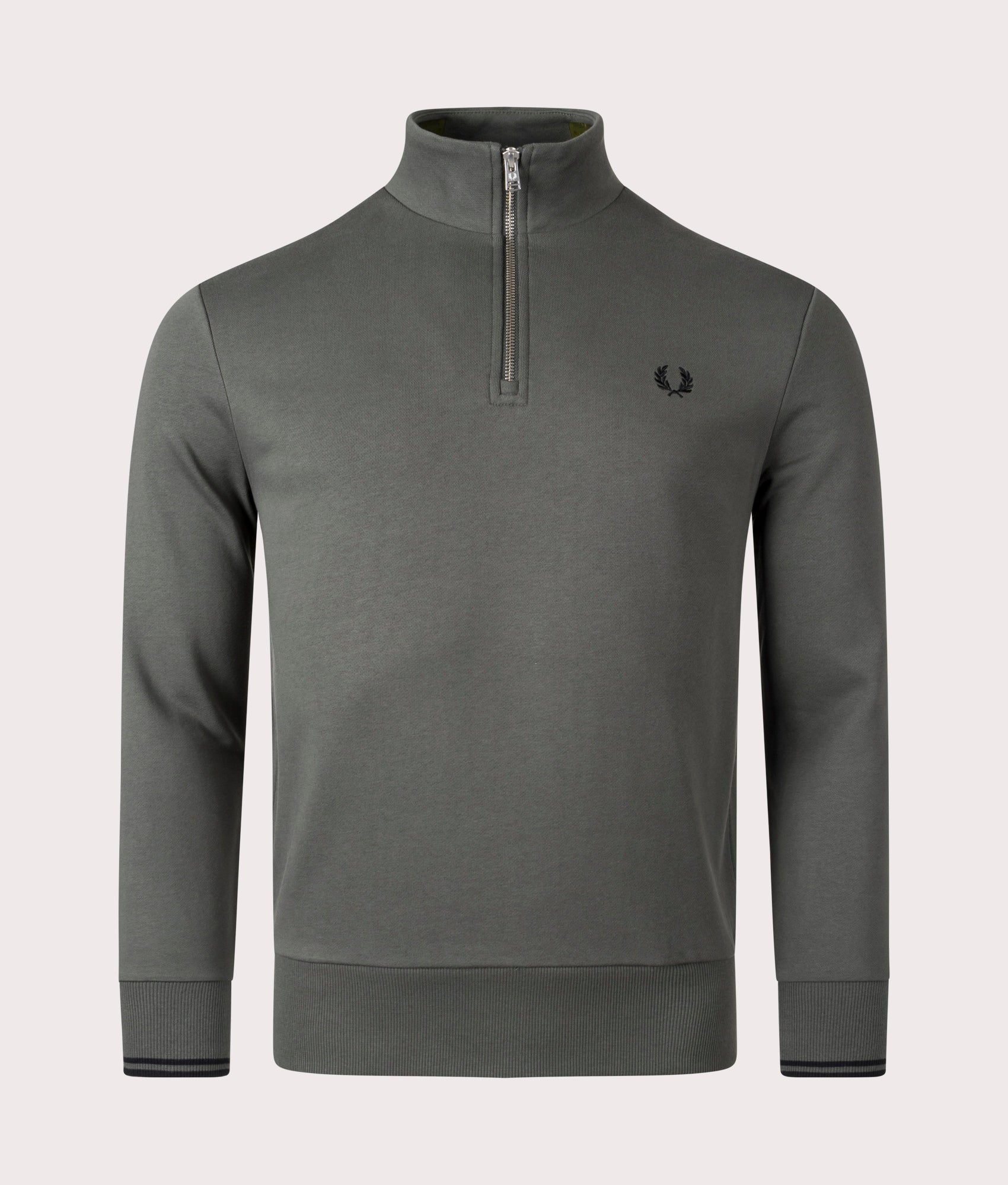 Half Zip Sweatshirt- 638 Field Green-Fred Perry-EQVVS-Front-Image